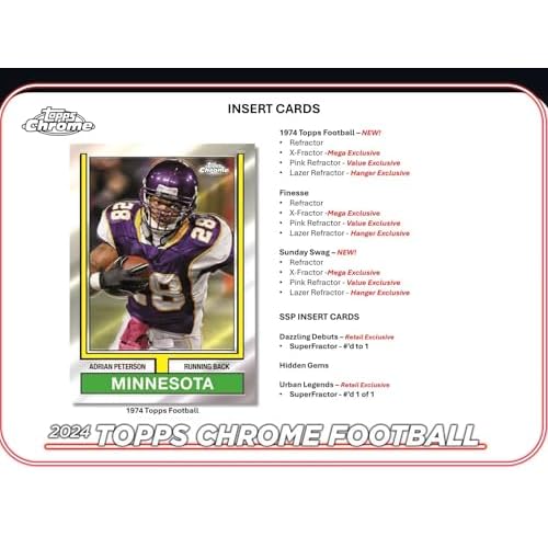 2024 Topps Chrome Football 7-Pack Trading Card Mega Box (1 Prism Refractor + Ten Rookies Per Box!)