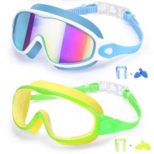 EverSport 2 Pack Kids Swimming Goggles, Anti-fog Swim Goggles for Toddler Girls Boys 3-15