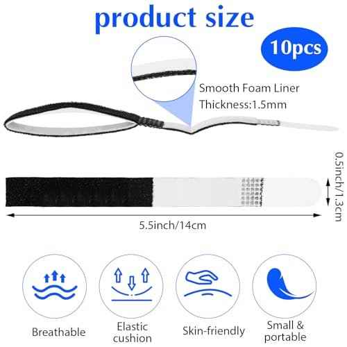 10 Pack Hook and Loop Finger Wrap, Washable and Reusable Buddy Straps for Fingers, Buddy Tape Finger Straps, Finger Buddy Straps for Injured Finger Support (Black)