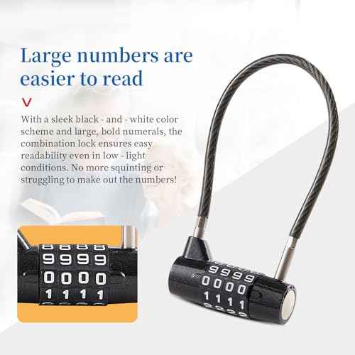 Combination Lock Cable Lock with 4 Digits Cabinet Lock with 18" Durable Cable Ideal for lockers, Gym, gate, Fence, Toolbox, case, hasp Storage and Outdoor£¨47.6£© (18")