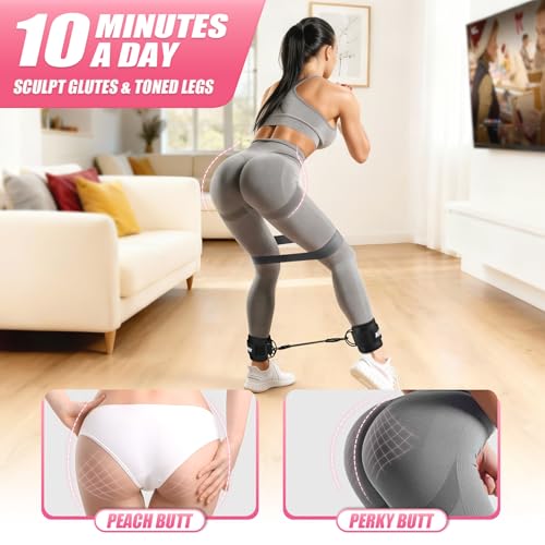 Black Ankle Resistance Bands with Cuffs for Glutes & Legs - Home Workout Equipment