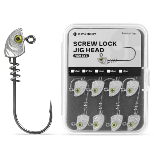 15-Pack Screw Lock Swimbait Jig Heads - 3/8oz Chartreuse Eyes for Bass Fishing - Raw-15pcs