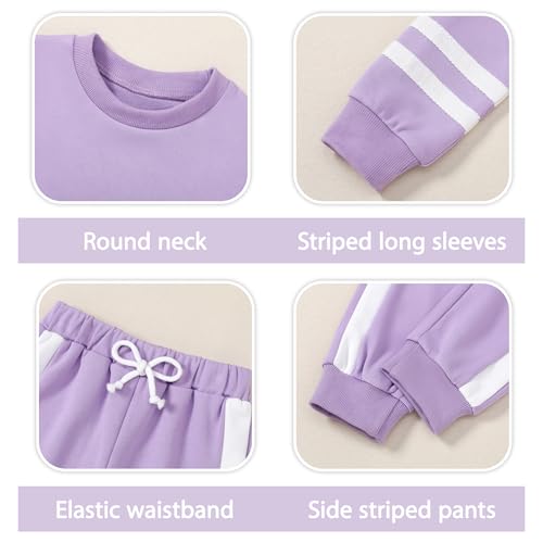 Toddler Girl Fall Sweatsuit Set 2 Pieces - Light Purple, 4-5T