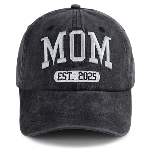 2PCS Est 2025 Mom and Dad Hats for New Parents Gifts, Adjustable Embroidered Baseball Caps Set for Mothers Fathers Day