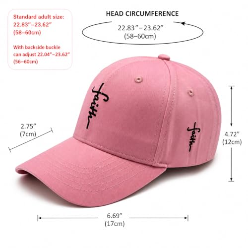Christian Faith Cross Hats for Men & Women - Embroidered Baseball Cap Pink & Black