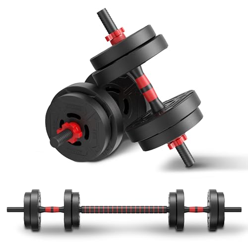 Fitvids Multi-Functional Portable Changeable Dumbbell and Barbell Kettlebell Set with Adjustable Weights, 40LBS or 60LBS Sets, 2-in-1 or 4-in1, Multiple Styles