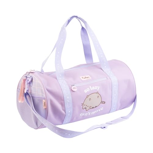 Pusheen Lilac Gym Duffel Bag 38L with Shoe Compartment - Polyester Travel Bag
