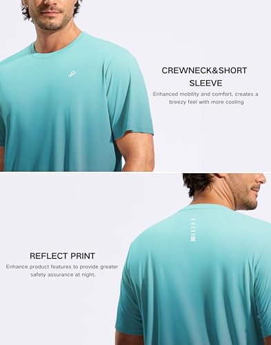 Men's UPF 50+ Quick Dry Water Beach Rash Guard Shirt Gradient Blue Fish XL - Sun Protection Swimwear