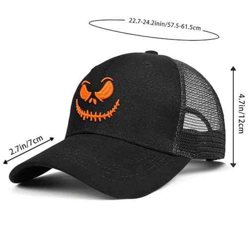 Halloween Hat, Baseball Cap for Men Women,Black Trucker Hats Adjustable