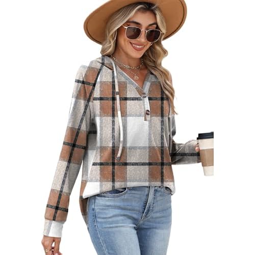Womens Hoodies Pullover Sweaters Tunic Tops for Women Loose Fit Dressy Oversized Sweatshirt with Buttons