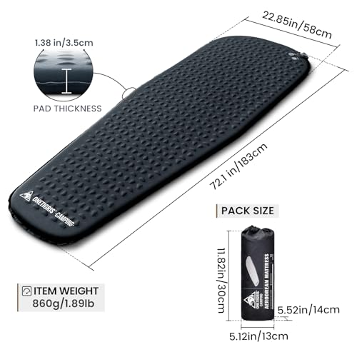 Self-Inflating Camping Mattress with High Resilience Foam 4.1 R-Value