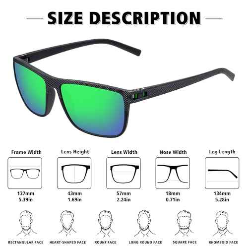 STORYCOAST Polarized Sunglasses for Men Women Classic Square Sports Fishing Running Golf Sun Glasses UV Protection