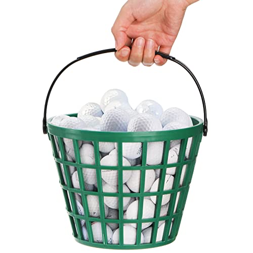 Bekith 2 Pack Plastic Golf Ball Basket, Golfball Container Ball Bucket with Handle, Holds 40-50 Balls, Green