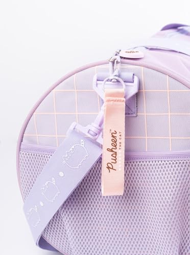 Pusheen Lilac Gym Duffel Bag 38L with Shoe Compartment - Polyester Travel Bag