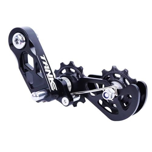 CooMeng Black Single-Speed Chain Tensioner with Dual Spring Guides for Bikes