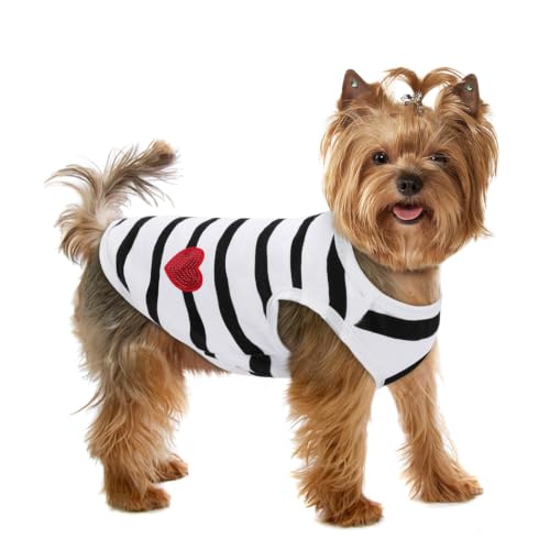 Dog Shirts for Extra-Small Dogs - White Striped Vest for Chihuahua, XS