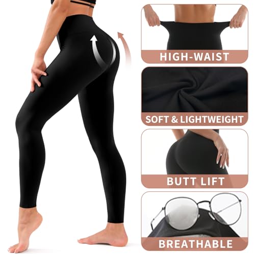 High Waisted Full Length Yoga Leggings for Women - Soft Athletic Workout Pants