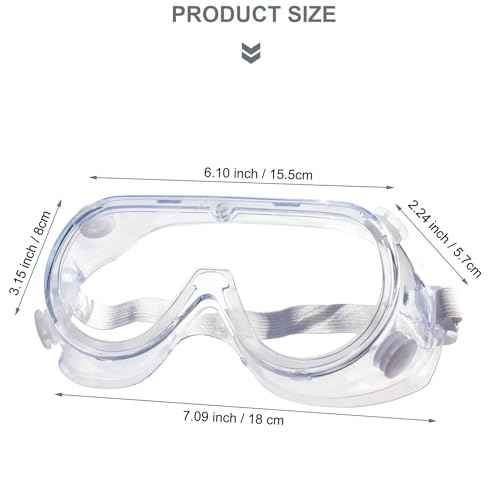 3 Pack Safety Goggles Protective Adjustable Goggles Over Glasses Splash Eye Protection Adjustable For Lab Construction Worker Onion Cutting Clear Lens Eyewear White