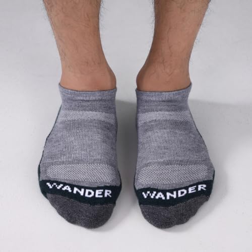 Large Dark Green Merino Wool Ankle Running Hiking Socks - 3 Pairs Lightweight No Show