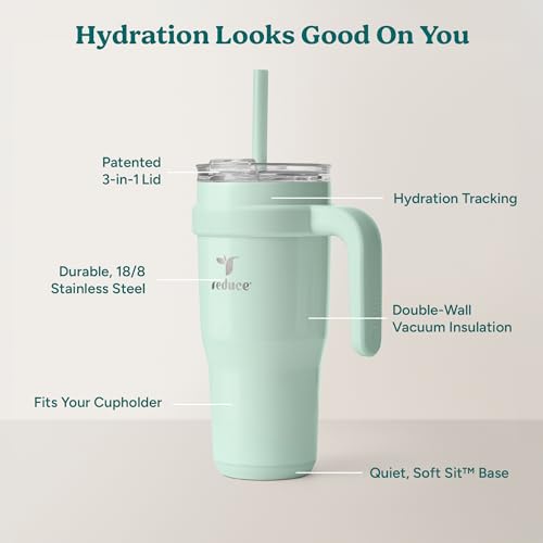 24 oz Stainless Steel Travel Mug with Handle - Sea Glass, Double Wall Insulated