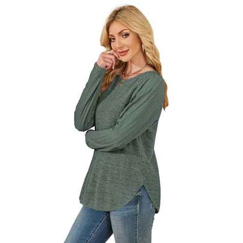 SAMPEEL Sweatshirt for Women Long Sleeve Shirts Crewneck Sweaters Fall Fashion Outfits 2025 Trendy Tunic Tops Plus Size