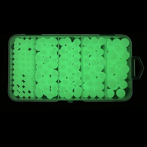 Fluorescent Glowing Fishing Beads Assortment - 6mm, 8mm, 10mm with Brass Sinkers