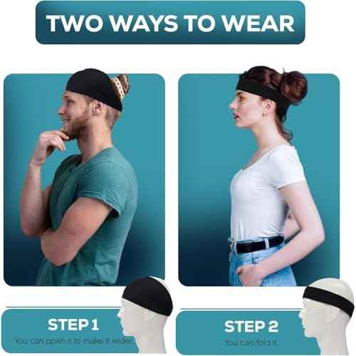 Relix Sports Headband for Men (Pack of 5) - Moisture Absorbing Workout Headband, Sweatband Headbands for Running, Cycling, Football, Yoga, Unisex Hairband