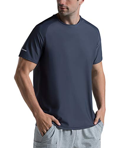 Men's Cooling Ice Silk Running Shirt UPF 50+ Workout T-Shirt Charcoal Grey XL