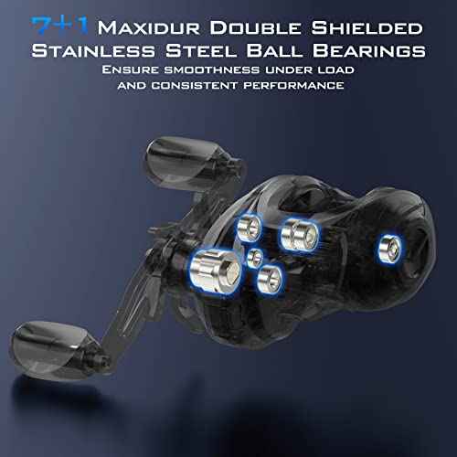 KastKing Megatron 200 Baitcasting Fishing Reel, Wide Spool High Line Capacity Casting Reel, 7+1 Double Shielded Stainless Steel BB, 8 Button Magnetic Brakes, 6.4:1 Gear Ratio, 28.6 lbs of Smooth Drag