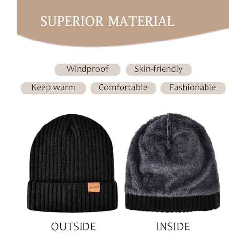 LCZTN Winter Beanie Hat and Touchscreen Gloves Set for Men and Women,Beanie Gloves Set with Warm Knit Fleece Lined