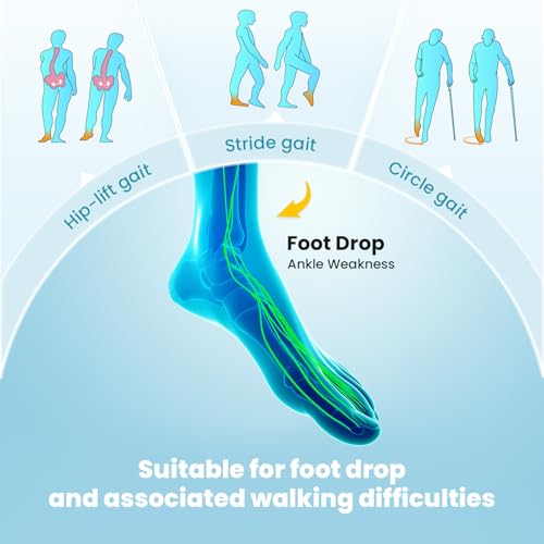 AFO Foot Drop Brace Split, Adjustable Ankle Support for Walking, Gray, Medium/Large