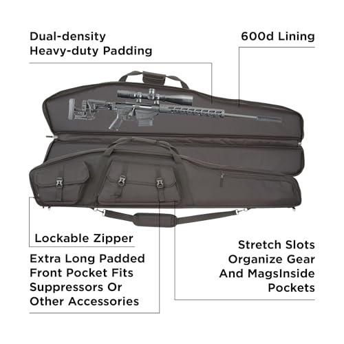 Allen Company Tactical Rifle Case - Padded Scoped Rifle Bag - Long Gun Soft Case with Padded Suppressor Pocket - 55IN Long Case - Velocity: Black or Camo Options