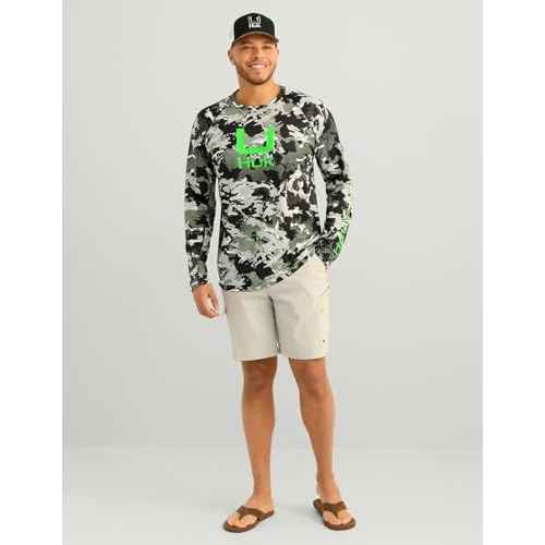 HUK Men's Kc Scott Patterned Pursuit Hoodie, Hooded Fishing Shirt