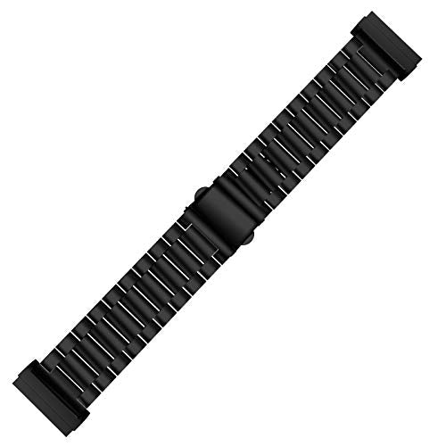 Black Stainless Steel Watch Band Compatible with Fitbit Versa 4 Sense 2 Versa 3 Sense - Adjustable Metal Wristband for Men Women