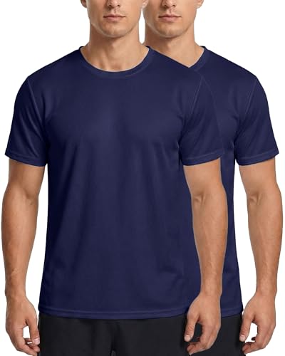 Men's Short-Sleeve Sports T-Shirt Set - Quick-Drying & Breathable, Medium Navy