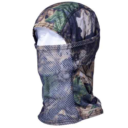 Camo Balaclava Mesh Face Mask - Lightweight Turkey Hunting Face Cover for Men & Women - Hunting, Fishing, Skiing