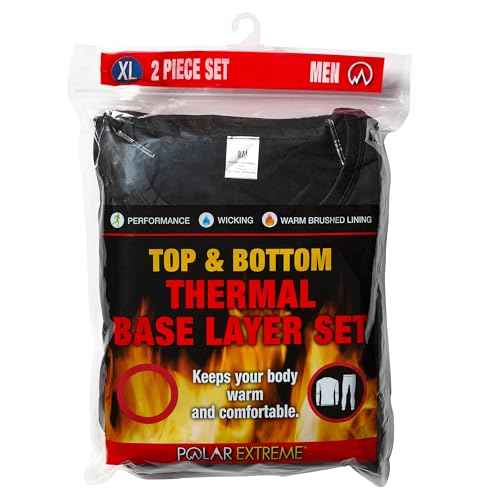Polar Extreme Men's Thermal Base Layer Set, Ultra Soft, 2-Piece Moisture-Wicking Warm Underwear for Cold Weather