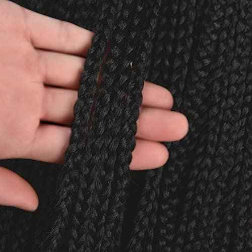 16 Inch Box Braid Crochet Hair,Crochet Box Braids,Crochet Braids Box Braids,Crochet Box Braids Pre Looped,1CM In Diameter 3X 100% Synthetic Hair Extensions(132 Strands,1B#)