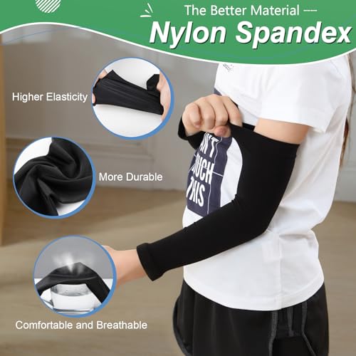 Kids Volleyball Arm Sleeves 4 Pairs Compression Youth Sports Gear