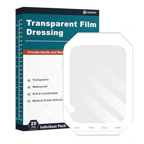 Ceeport Waterproof Transparent Film Dressing 6x8 Inches - 20 Sterile Pack - Hypoallergenic & Breathable