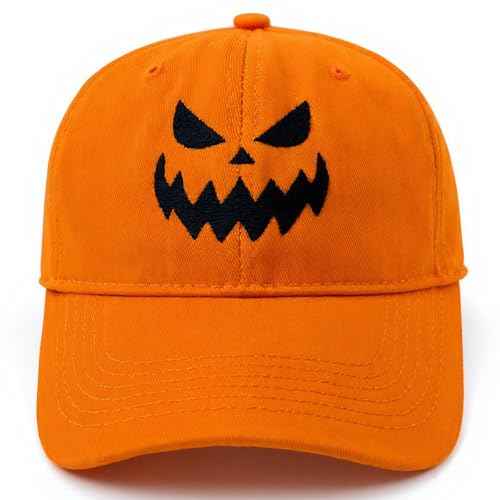 Embroidery Baseball Cap Halloween Pumpkin Face Baseball Hat Adjustable Funny Party Hats for Men Women