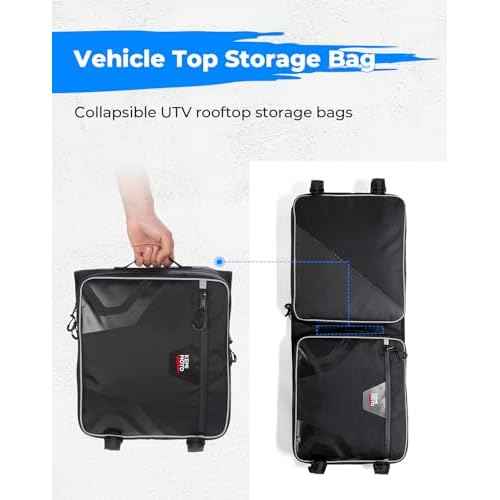 KEMIMOTO UTV Large Storage Roof Bag Compatible with Pioneer 1000 3P 6P/Polaris RZR XP 4 1000/Uforce 1000,1680D Oxford Fabric with Several Pockets Water-Resistant Overhead Storage Bags (2 Pack)