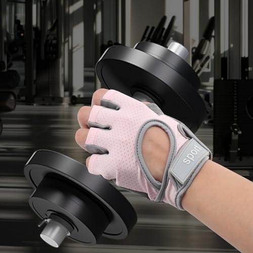 Breathable Workout Gloves for Women, Weight Lifting Gloves for Gym, Cycling, Exercise, Fitness and Training, with Excellent Grip and Cushion Pads-Pink