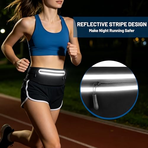 Black X-Large Running Belt for Men & Women – Ultra-Thin Fanny Pack with Pockets