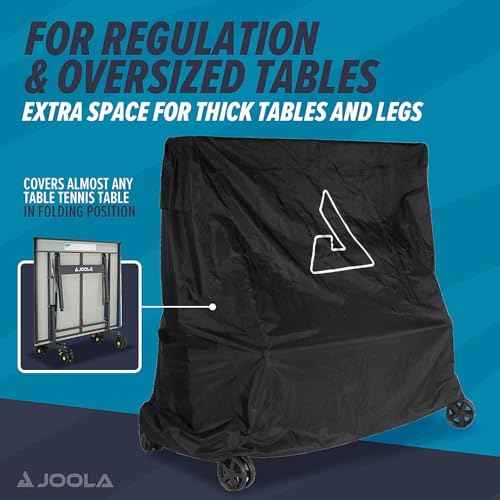 JOOLA Waterproof Ping Pong Table Cover ? Heavy-Duty, Outdoor Protection - Table Tennis Cover for Garage, Basement, Indoors or Outside - Fits Large & Small Folding Ping Pong Tables in Upright Position