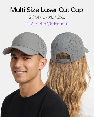 XXL Snapback Trucker Hat for Big Heads - Gray, Laser Cut Mesh Cap