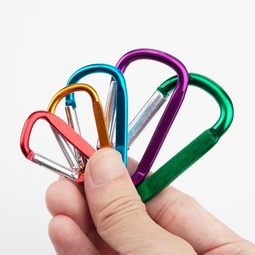 Aluminum D-Shape Carabiner Clip 1.8 Inch Pack of 10 for Camping Hiking Outdoor