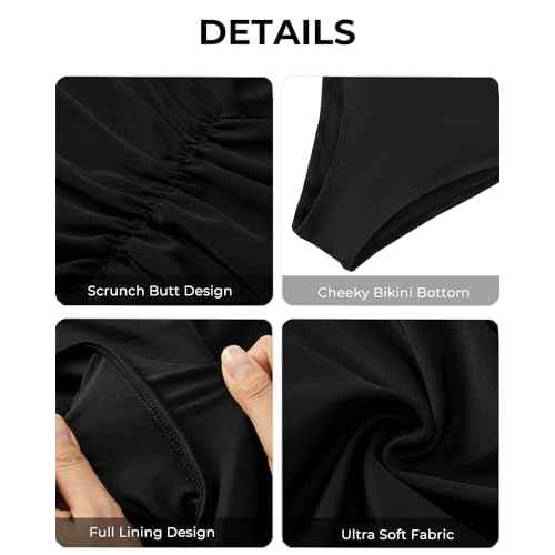 Tempt Me Women High Waisted Cheeky Bikini Bottoms Tummy Control Scrunch Butt Swim Bottom Only