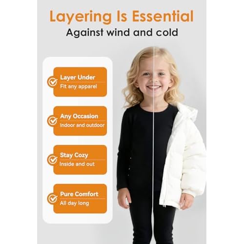 Zando Toddler Thermal Underwear Set for Kids - Winter Base Layer Long Johns for Boys Girls Long Underwear for Skiing 2-6T