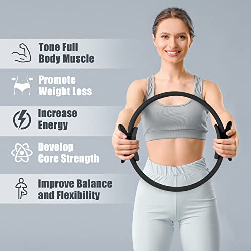 RitFit 14-Inch Pilates Ring Fitness Circle with Handles - Black
